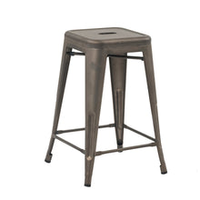 Load image into Gallery viewer, 24" Industrial Antique Rustic Distressed Metal Barstools 2 pack