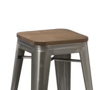 Load image into Gallery viewer, 30" Stackable Vintage Brush Distressed Metal Bar Stools wood seat (Set of 4 )