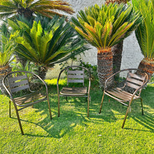 Load image into Gallery viewer, BTExpert Indoor Outdoor Set of 5 Bronze Restaurant Metal Aluminum Slat Stack Chairs Lightweight