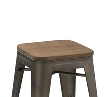 Load image into Gallery viewer, 24" Antique Bronze Distressed Metal Barstools Handmade Wood top (Set of Two)
