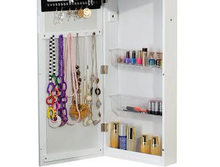 Load image into Gallery viewer, Jewelry Armoire Cosmetic Makeup Cabinet Organizer Over The Door Wallmount White