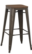 Load image into Gallery viewer, 30" Solid Steel Stacking Industrial Rustic Metal BarStool Wood Top (Set of 4)