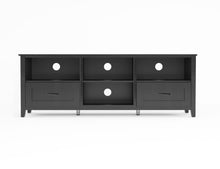 Load image into Gallery viewer, 70.08 Inch Length Black TV Stand for Living Room and Bedroom, with 2 Drawers and 4 High-Capacity Storage Compartment.