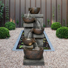 Load image into Gallery viewer, Rustic Outdoor Floor Water Fountain With Light LED Cascading Tipping Jugs For Yard Garden Patio Deck Home
