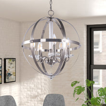 Load image into Gallery viewer, 5-Light Candle Style Globe Chandelier Vintage Silver