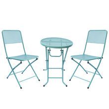 Load image into Gallery viewer, 3-Piece Patio Bistro Set, Metal Folding Outdoor Patio Furniture Sets, Stainless Steel Patio Conversation Set with Folding Patio Round Table and Chairs for Yard, Garden or Balcony