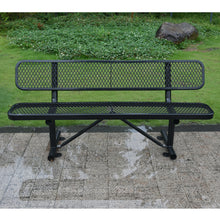Load image into Gallery viewer, 6 ft. Outdoor Steel Bench with Backrest BLACK