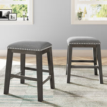 Load image into Gallery viewer, TOPMAX Rustic Farmhouse Dining Room Wooden Stools with Trim, Set of 2 ,Gray