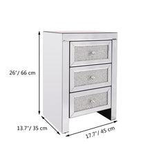 Load image into Gallery viewer, Mirrored Night Stand Bedside Tables Drawer Crystal Diamond Bedside Table Bedroom Furniture with 3-Drawers-Bedside Storage Cabinet Silvery