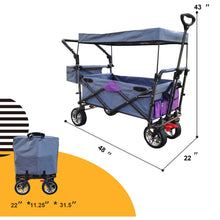Load image into Gallery viewer, Push & Pull Utility Folding Wagon with Removable Canopy