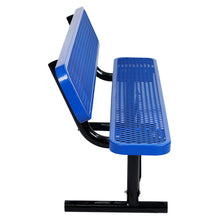 Load image into Gallery viewer, 6 ft. Outdoor Steel Bench with Backrest BLUE