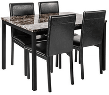 Load image into Gallery viewer, Furniture 5 Piece Metal Dinette Set with Faux Marble Top - Black