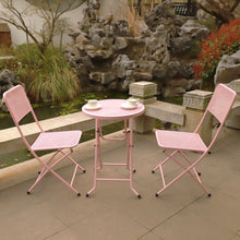 Load image into Gallery viewer, 3-Piece Patio Bistro Set, Metal Folding Outdoor Patio Furniture Sets, Stainless Steel Patio Conversation Set with Folding Patio Round Table and Chairs for Yard, Garden or Balcony