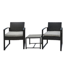 Load image into Gallery viewer, Outdoor 2-Seater Rattan Sofa Set with Cushion, Black