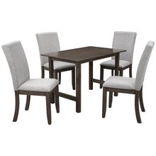 Load image into Gallery viewer, TOPMAX Farmhouse 5-Piece Wood Dining Table Set for 4, Kitchen Furniture Set with 4 Upholstered Dining Chairs for Small Places, Gray Table+Gray Chair