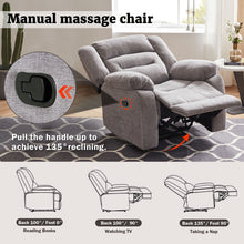 Load image into Gallery viewer, Orisfur. Linen fabric Heated Massage Recliner Sofa Ergonomic Lounge with 8 Vibration Points