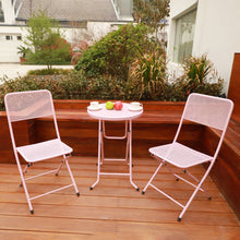 Load image into Gallery viewer, 3-Piece Patio Bistro Set, Metal Folding Outdoor Patio Furniture Sets, Stainless Steel Patio Conversation Set with Folding Patio Round Table and Chairs for Yard, Garden or Balcony