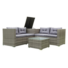 Load image into Gallery viewer, 4 Piece Patio Sectional Wicker Rattan Outdoor Furniture Sofa Set with Storage Box Grey