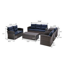Load image into Gallery viewer, 6 PCS Rattan Sectional Set and table with storage