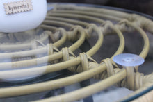 Load image into Gallery viewer, 3 Pieces Outdoor Patio Balcony Natural Yellow Wicker Chair Table Set with Beige Cushion and Tempered Glass Table Top