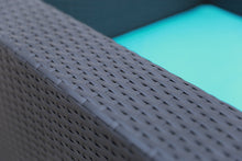 Load image into Gallery viewer, 2 Pieces Patio Furniture Set,All-Weather Outdoor Sectional Sofa,Manual Weaving PE Wicker Rattan Patio Conversation Sets with Blue Cushion and Ottoman(Dark Brown)