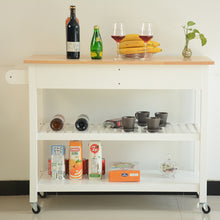 Load image into Gallery viewer, Kitchen Island & Kitchen Cart, Rubber Wood Top, Mobile Kitchen Island with Two Lockable Wheels, Simple Design for Easy Storing and Fetching, Two Drawers Give Unique Storage for Special Utensil.