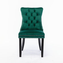 Load image into Gallery viewer, A&A Furniture,Nikki Collection Modern, High-end Tufted Solid Wood Contemporary Velvet Upholstered Dining Chair with Wood Legs Nailhead Trim, Set of 2,Green