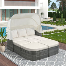 Load image into Gallery viewer, U_STYLE Outdoor Patio Furniture Set Daybed Sunbed with Retractable Canopy Conversation Set Wicker Furniture Sofa Set