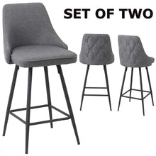 Load image into Gallery viewer, BTEXPERT Premium Tufted upholstered Dining 25" High Back Stool Bar Chairs, Set of 2 Pack Gray Polyester