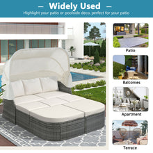 Load image into Gallery viewer, U_STYLE Outdoor Patio Furniture Set Daybed Sunbed with Retractable Canopy Conversation Set Wicker Furniture Sofa Set
