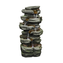 Load image into Gallery viewer, 5-Tier Rock Water Fountain with LED Rockery Cascading Outdoor Waterfall Fountain