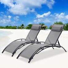 Load image into Gallery viewer, 2 PCS Set Chaise Lounge Outdoor Lounge Chair Lounger Recliner Chair For Patio Lawn Beach Pool Side Sunbathing