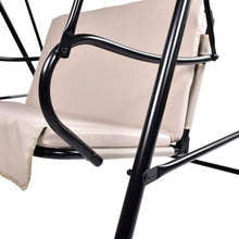 Load image into Gallery viewer, 2-Seat Outdoor Patio Porch Swing Chair, Porch Lawn Swing With Removable Cushion And Convertible Canopy, Beige