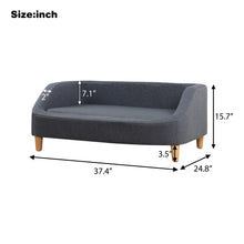 Load image into Gallery viewer, 37" GRAY Pet Sofa, Dog Sofa, Cat sofa, Cat Bed, Pet Bed, Dog Bed, Cat Bed, rectangle sofa with movable cushion, with wood style foot