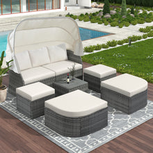 Load image into Gallery viewer, U_STYLE Outdoor Patio Furniture Set Daybed Sunbed with Retractable Canopy Conversation Set Wicker Furniture Sofa Set
