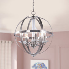 Load image into Gallery viewer, 5-Light Candle Style Globe Chandelier Vintage Silver