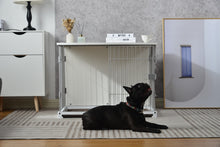 Load image into Gallery viewer, 34" Length Elegant Wooden Structure White Dog Cage Crate, End Table with movable salver, Decorative Dog House Cage Indoor Use, Furniture style, with wide table top.