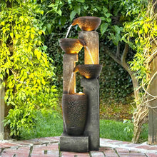 Load image into Gallery viewer, 4-Tier Pots Outdoor Floor Fountain Outdoor Water Fountain for Garden with LED