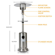 Load image into Gallery viewer, 46000BTU Propane Stainless Steel Mushroom Outdoor Patio Heater, with Two Smooth-rolling Wheels,with Hose Set,with Black Cover,with Round Side Table