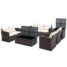 Load image into Gallery viewer, 6 PCS Rattan Sectional Set and table with storage