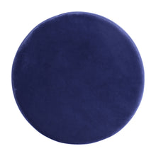 Load image into Gallery viewer, 17.7" Dark Blue and Gold Decorative Round Shaped Ottoman with Metal Legs