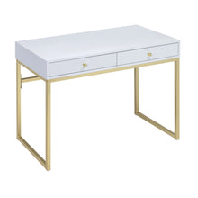 Load image into Gallery viewer, ACME Coleen Vanity Desk in White & Brass Finish AC00891