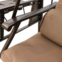 Load image into Gallery viewer, 3-Seat Outdoor Patio Porch Swing Chair, Adjustable Canopy Swing Glider with Weather Resistant Steel Frame, Adjustable Tilt Canopy,Removable Cushions and Pillow Included for Backyard,Beige