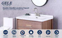 Load image into Gallery viewer, 2-Handle 4-Inch Brushed Nickel Bathroom Faucet, Bathroom Vanity Sink Faucets with Pop-up Drain and Supply Hoses