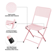 Load image into Gallery viewer, 3-Piece Patio Bistro Set, Metal Folding Outdoor Patio Furniture Sets, Stainless Steel Patio Conversation Set with Folding Patio Round Table and Chairs for Yard, Garden or Balcony