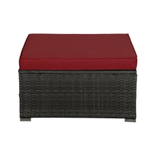 Load image into Gallery viewer, Beefurni Outdoor Garden Patio Furniture 4-Piece Gray PE Rattan Wicker Sectional Red Cushioned Sofa Sets with 1 Beige Pillow