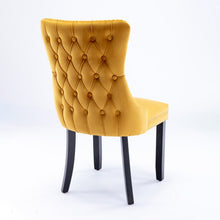 Load image into Gallery viewer, A&A Furniture,Upholstered Wing-Back Dining Chair with Backstitching Nailhead Trim and Solid Wood Legs,Set of 2, Gold
