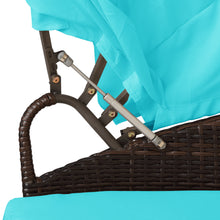 Load image into Gallery viewer, TOPMAX Patio Furniture Round Outdoor Sectional Sofa Set Rattan Daybed Sunbed with Retractable Canopy, Separate Seating and Removable Cushion (BLUE)