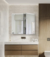 Load image into Gallery viewer, 30x26 inch Double door mirror medicine cabinet Surface Mount or Recess aluminum