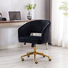 Load image into Gallery viewer, Hengming Home Office Computer Desk Chair ,Velvet Accent Armchair,Adjustable Swivel Task Stool with Gold Plating Base